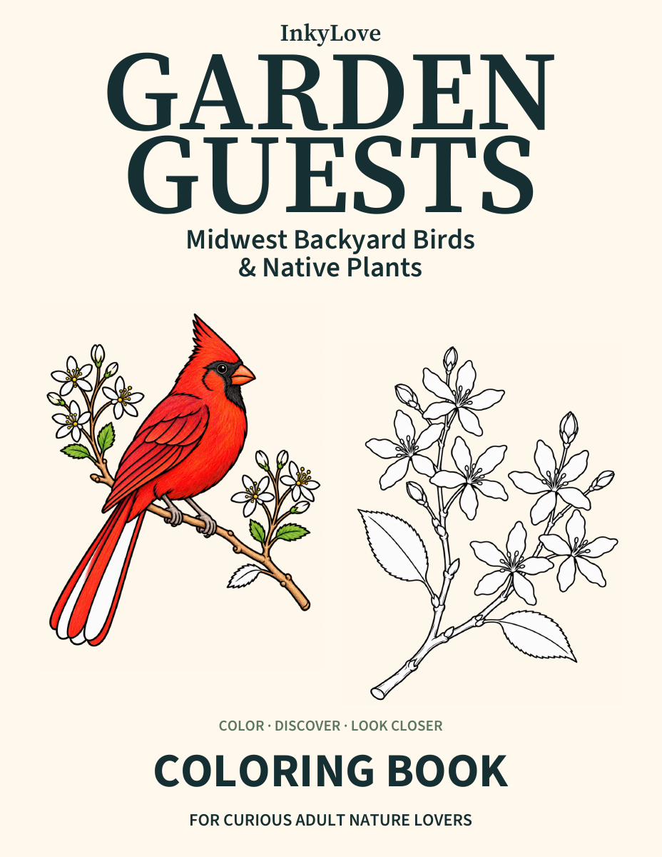 Garden Guests cover featuring a cardinal and serviceberry