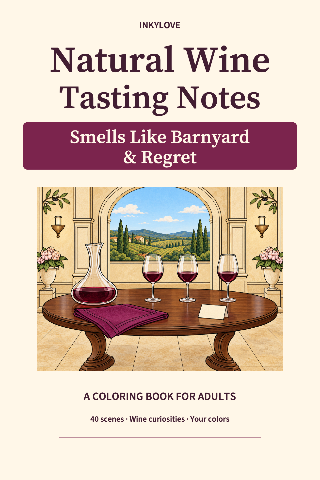 Natural Wine Tasting Notes cover showing a tasting table with a decanter and three glasses